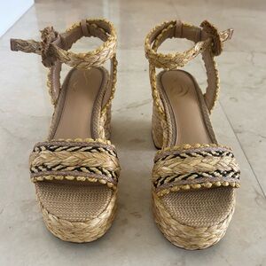 Sam Edelman Tan Braided Espadrille Wedges